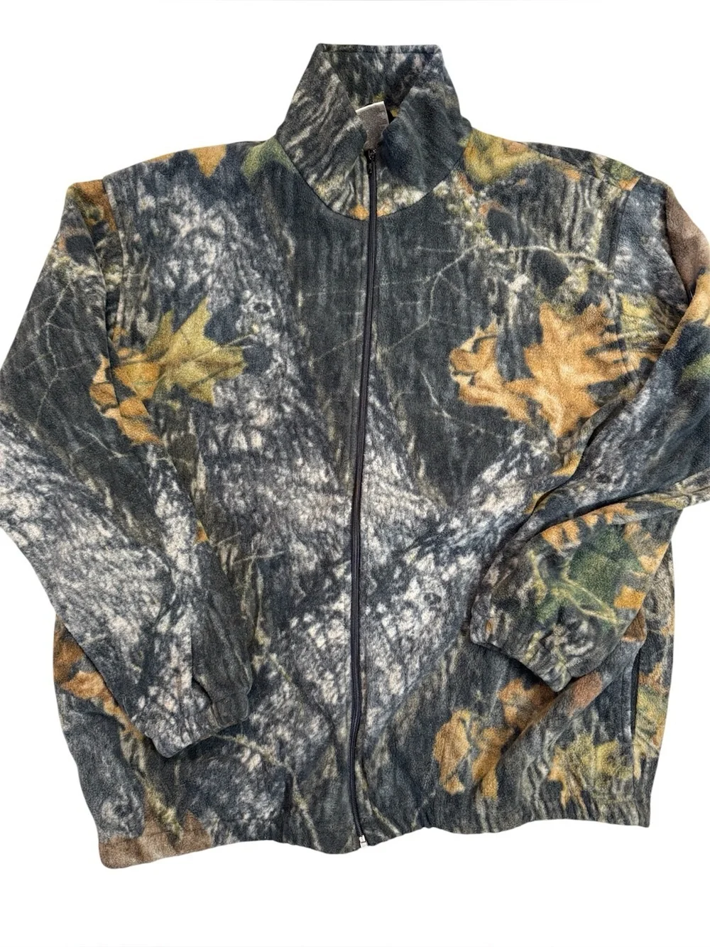 VTG Y2K Mens Field Staff By Mossy Oak Fleece Camo Zip Jacket Size Large 42/44